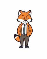 Dressed up cartoon fox illustration vector