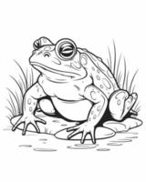 Toad sitting down coloring page vector