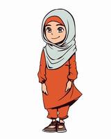 musulmán niña con hijab sonriente vector