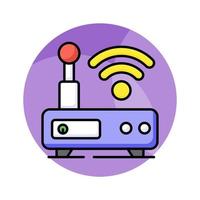 un icono de Wifi enrutador muestra redes dispositivo ese permite inalámbrico comunicación Entre electrónico dispositivos y el Internet vector