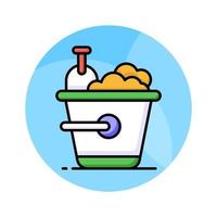 Sand bucket icon represents a small pail used for carrying and playing with sand at the beach or in a sandbox vector