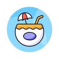 The flip flop icon is a symbol of laid-back, summertime leisure and relaxation, premium vector of coconut drink