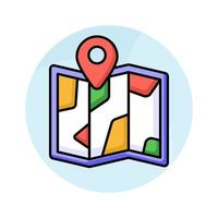 Tri Fold chart with location pointer, trendy icon of map location vector