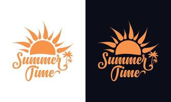 Summer time typographic logo design template. Summer beach logo template. vector