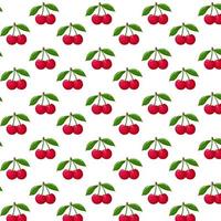 Bunches of cherry seamless pattern. For labels, menus, poster, print, or packaging design. Vector illustration