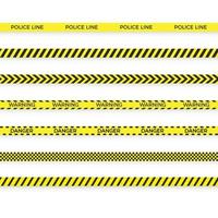 Set of police yellow tape. danger zone with line barrier. Warning strip. Vector