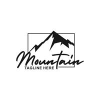 Mountain peak summit logo design. Outdoor hiking adventure icon. Alpine wilderness travel symbol. Suitable for your design need, logo, illustration, animation, etc. vector
