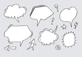 Vector Set of Black Sketch Comics Speech Bubbles.bubble dialog doodle vector line message .vector illustration.