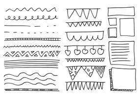 Simple doodle set of lines, curves, frames and dots. Doodle borders.flag sign icon set on white background. vector