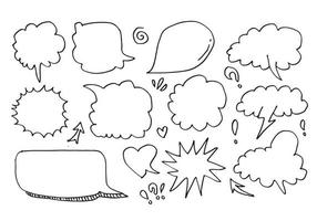 Vector Set of Black Sketch Comics Speech Bubbles.bubble dialog doodle vector line message .vector illustration.