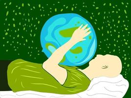 Sleep holding globe. Earth day celebration. vector