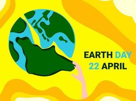 Reach the globe. Save the globe of earth. 22 April 2023 vector