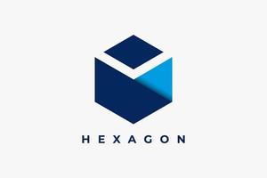 Hexagon Cube Box Logo Origami Paper Style vector