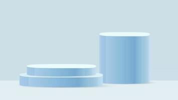 3d minimal podium stand for product display on pastel blue background  scene with geometric platform. Vector 3d stage rendering podium to show cosmetic and beauty products