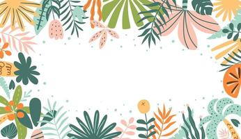 Tropical horizontal banner. Tropic leaf summer panorama. Exotic leaves banner Botanical graphic design for cosmetics, spa, perfume, health care products, wedding invitation. Palm vector illustration.