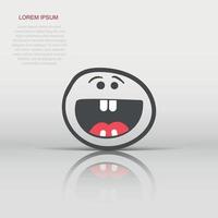 Simple smile with tongue vector icon. Hand drawn face doodle illustration on isolated background.