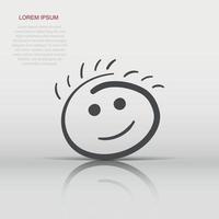 Simple smile vector icon. Hand drawn face doodle illustration on isolated background.