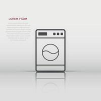 Vector washer icon in flat style. Laundress sign illustration pictogram. Washing machine business concept.