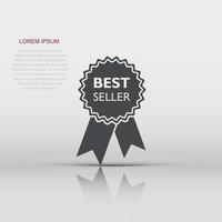 Vector best seller ribbon icon in flat style. Medal sign illustration pictogram. Bestseller business concept.