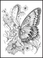 Butterfly Coloring Pages for Adults vector