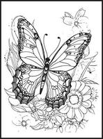 mariposa colorante paginas para adultos vector