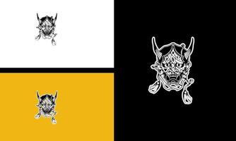 head devil and horn vector line art design