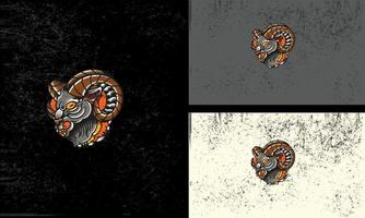 cabeza de cabra con cuerno ilustración vectorial diseño de mascota vector