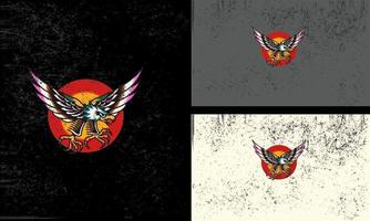 volador águila con circulo rojo vector ilustración mascota diseño