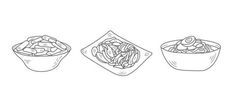 Korean food doodle set vector