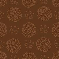 Chocolate doodle seamless pattern with sweets and stars vector