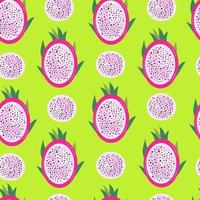 Bright exotic seamless pattern with pitaya or pitahaya fruit vector