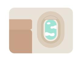 Sky view from window plane semi flat colour vector object. Flying in airplane. Porthole near seat. Editable cartoon clip art icon on white. Simple spot illustration for web graphic design, animation