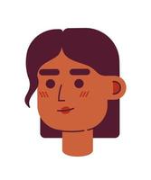 morena mujer con Derecho cuello longitud pelo semi plano vector personaje cabeza. editable dibujos animados estilo cara emoción. sencillo vistoso avatar icono. Mancha ilustración para web gráfico diseño y animación