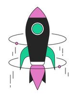 Rocket reaching high speed flat line color vector object. Spacecraft, startup launch. Editable linear icon on white. Simple outline cartoon style spot illustration for web graphic design and animation