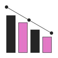 Horizontal bar chart going down flat line color vector icon. Statistical line. Editable lineart element on white. Simple outline cartoon style spot illustration for web graphic design and animation