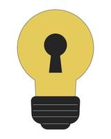 Light bulb with keyhole flat line color vector object. Access to innovation. Editable lineart icon on white. Simple outline cartoon style spot illustration for web graphic design and animation