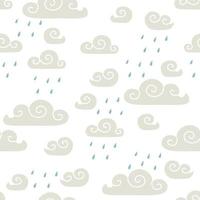 pattern with clouds in flat style. hand drawn vector illustration.