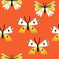 modelo con mariposas en un rojo antecedentes. vector ilustración en plano estilo.