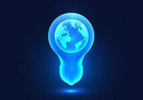 Light bulb background has the world inside. This means that smart technology is needed by people all over the world. Can help come up with new ideas and also help solve problems that arise vector