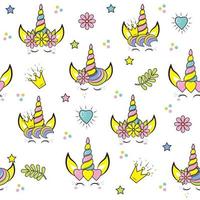 Cute unicorn pattern and pink background design. Seamless background design with repeating pattern. vector