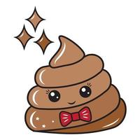 The character is a poop, kawaii. Vector isolated cartoon-style illustration. Poop character concept