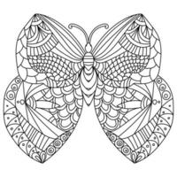 Butterfly coloring page, Flying insect with fantasy patterns vector