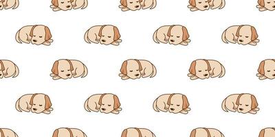 Vector cartoon sleeping labrador retriever dog seamless pattern background