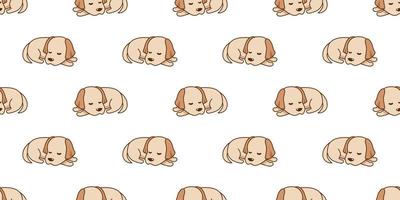 Vector cartoon sleeping labrador retriever dog seamless pattern background