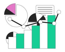 Trend forecasting flat line color vector icon. Market growth analysis. Diagrams. Editable lineart concept on white. Simple outline cartoon style spot illustration for web graphic design and animation