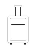 Suitcase on wheels with handle monochrome flat vector object. Traveling bag. Editable black and white thin line icon. Simple cartoon clip art spot illustration for web graphic design and animation