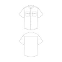 template grandad collar shirt with two pocket vector illustration flat design outline clothing collection