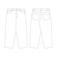 template baggy pants jeans vector illustration flat design outline clothing collection