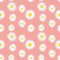 Dandelion or daisy seamless pattern on pink background. vector