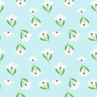 Sweet floral seamless pattern on blue background. vector